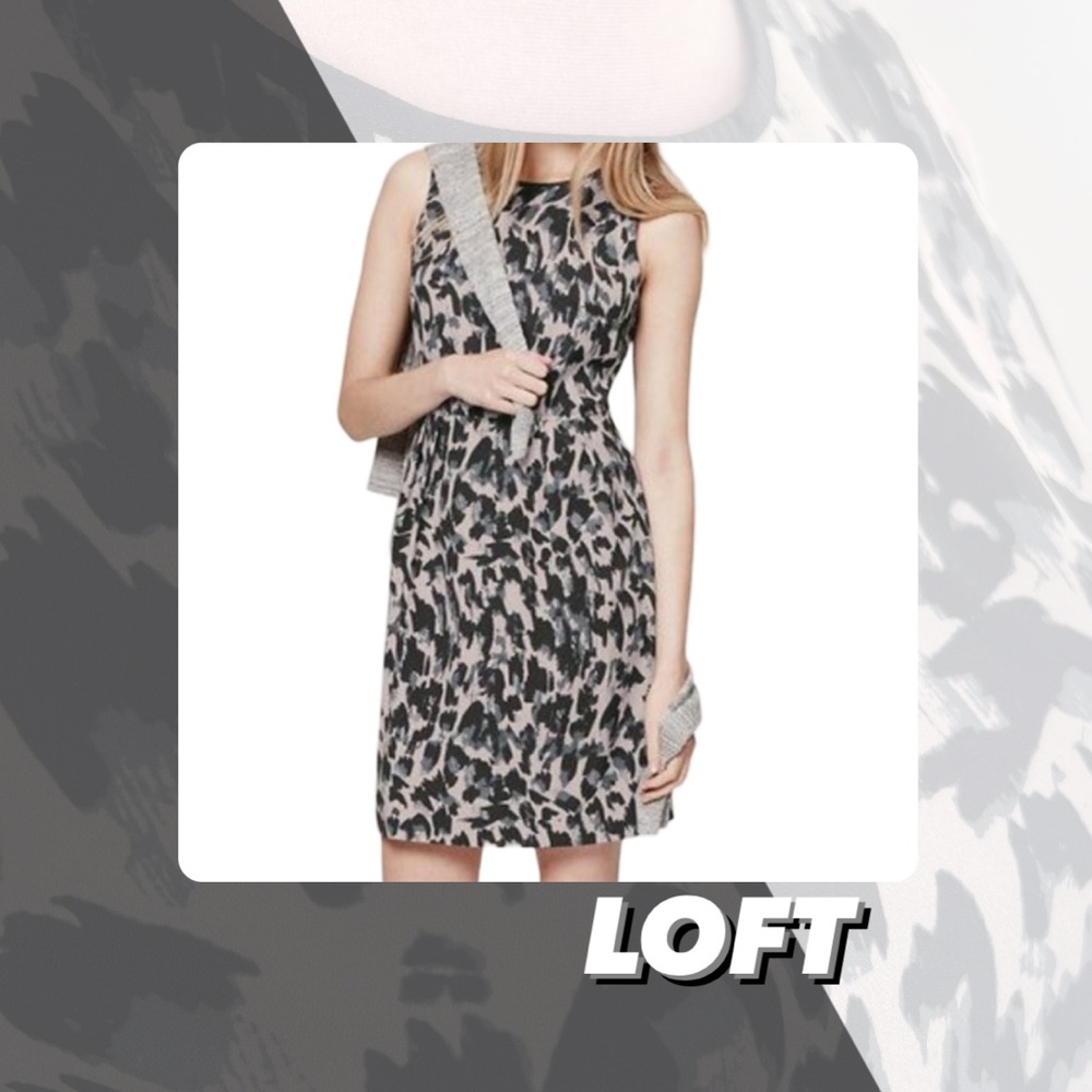 EUC Loft Animal Print Sheath Dress